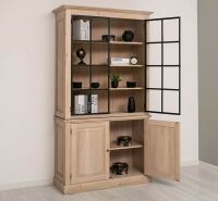 Bücherschrank mit Glatüren im modernen Landhaus-Stil Eiche weiß geölt