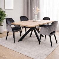 Esstisch Baumkante in Wildeiche White Washed - Spider Gestell 180 x 90 cm