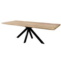 Esstisch Baumkante in Wildeiche White Washed - Spider Gestell 180 x 90 cm