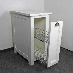 Landhaus Küchen Gewürzschrank mit Auszug altweiß lackiert