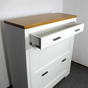 Landhaus Schuhschrank mit KippfÃ¤chern altweiÃŸ-hellbraun