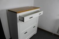 Landhaus Schuhschrank mit KippfÃ¤chern altweiÃŸ-hellbraun