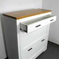 Landhaus Schuhschrank mit KippfÃ¤chern altweiÃŸ-hellbraun