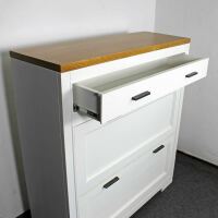 Landhaus Schuhschrank mit Kippfächern altweiß-hellbraun