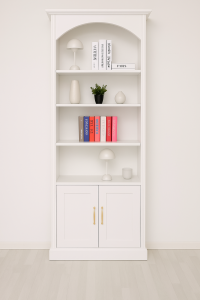 Landhaus-Bücherregal mit modernem Bogen weiß