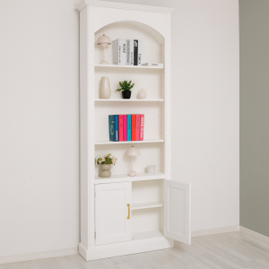 Landhaus-Bücherregal mit modernem Bogen weiß