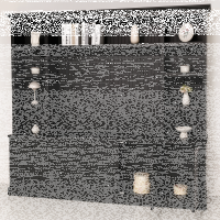 TV-Wohnwand mit Latten-Look in schwarz