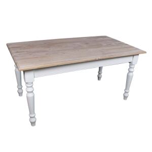 Gedrechselter Landhaus Esstisch weiÃŸ-braun, 160 cm