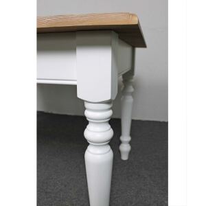 Gedrechselter Landhaus Esstisch weiÃŸ-braun, 160 cm