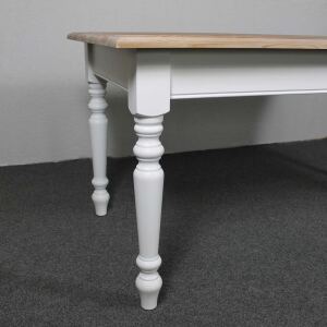 Gedrechselter Landhaus Esstisch weiÃŸ-braun, 160 cm