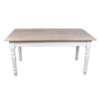 Gedrechselter Landhaus Esstisch weiÃŸ-braun, 160 cm