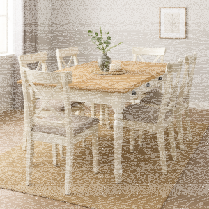 Landhausstil Esstisch weiß 140 cm, Eichenplatte hellbraun geölt
