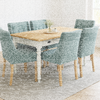 Landhausstil Esstisch weiß 140 cm, Eichenplatte hellbraun geölt