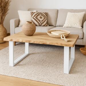 Set Gestell Couchtisch aus Metall U-Form weiß