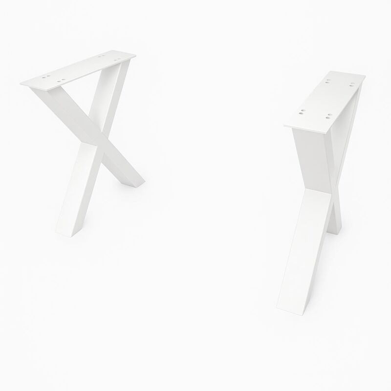 Set Gestell Couchtisch aus Metall X-Form weiß