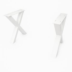 Set Gestell Couchtisch aus Metall X-Form weiß