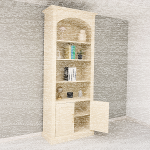 tiefes Landhaus-Bücherregal mit Bogen eierschalen