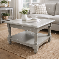 Landhaus Couchtisch mit Ablage achatgrau shabby chic