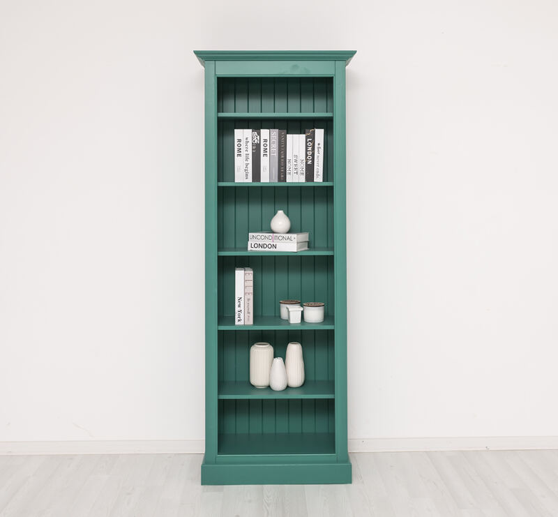 schmales Landhaus-Bücherregal patinagrün
