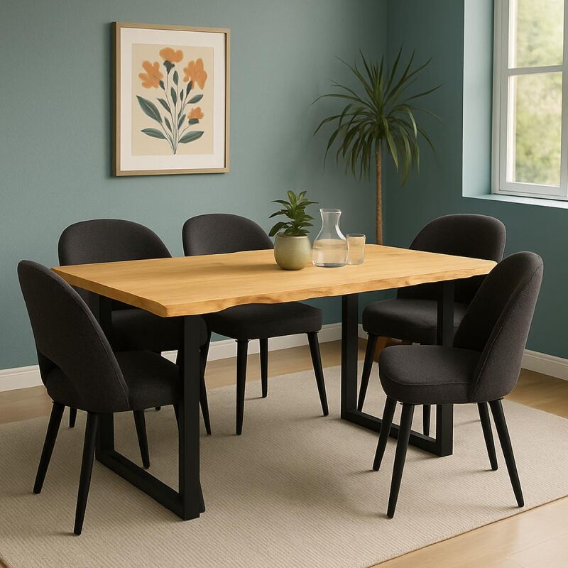 Massivholztisch Wildeiche mit U Fuß 160x90 cm