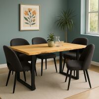 Massivholztisch Wildeiche mit U Fuß 160x90 cm