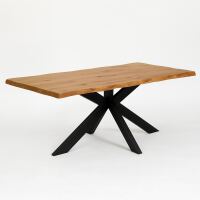 Baumkantentisch Wildeiche mit Sterngestell 220x100cm