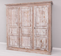 Kleiderschrank Landhaus - Schrank im Landhausstil braun-weiß tief gebürstet