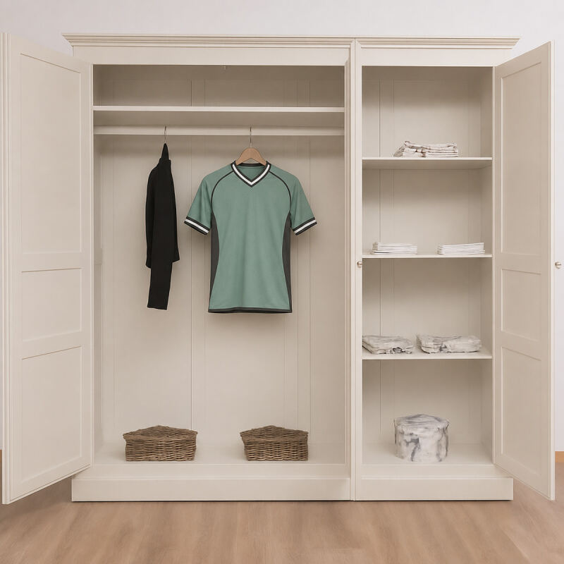 Kleiderschrank im Landhausstil - großer Landhaus-Schrank cremegrau