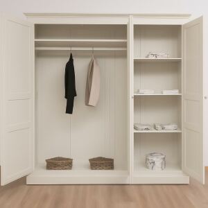 Kleiderschrank im Landhausstil - großer Landhaus-Schrank cremegrau