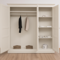Kleiderschrank im Landhausstil - großer Landhaus-Schrank cremegrau