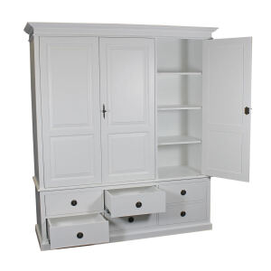 Landhaus Kleiderschrank 3-Türig, weiß Shabby Chic