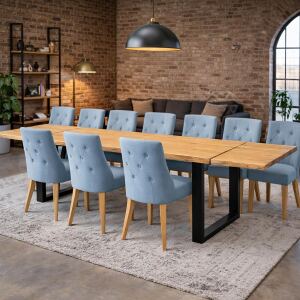 Esstisch 180x90cm mit 2 Ansteckplatten Wildeiche mit...