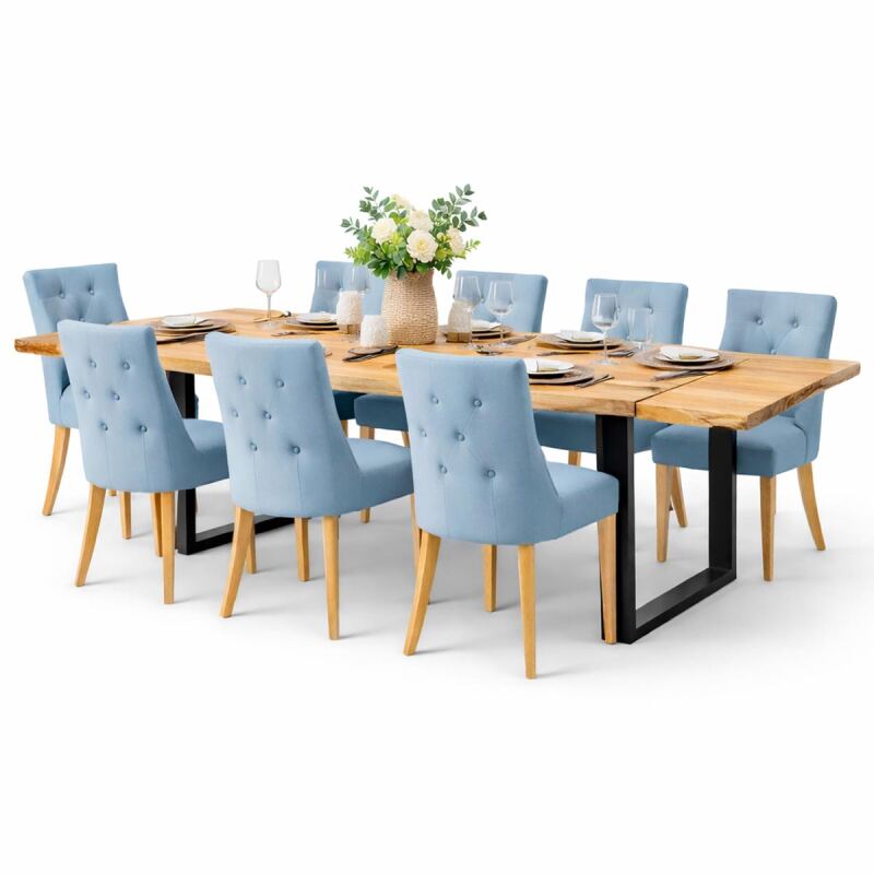Esstisch 160x90cm mit 2 Ansteckplatten Wildeiche mit U-Beinen