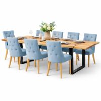 Esstisch 160x90cm mit 2 Ansteckplatten Wildeiche mit U-Beinen