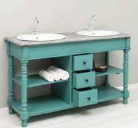 Waschtisch mit zwei Becken - Doppelwaschtisch im Landhausstil mintgrün