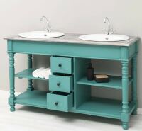 Waschtisch mit zwei Becken - Doppelwaschtisch im Landhausstil mintgrün