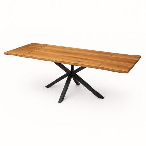 Esstisch Baumkante180x90cm mit 2 Ansteckplatten Wildeiche...