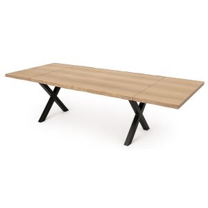 Wildeiche-Tisch 160x90cm White Wash mit 2 Ansteckplatten,...