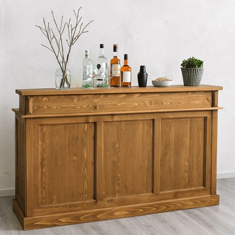 Langer Bartresen - Bar im Landhausstil gewachst braun