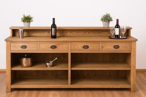 Langer Bartresen - Bar im Landhausstil gewachst braun