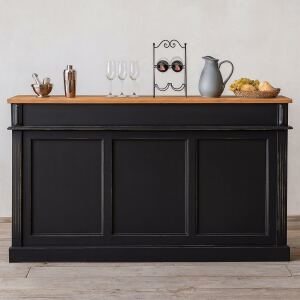 Landhaus Bar - Tresen mit Eiche-Platte im Antik-Look schwarz