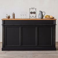 Landhaus Bar - Tresen mit Eiche-Platte im Antik-Look schwarz