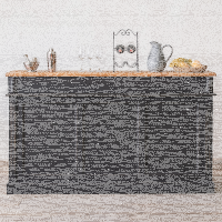 Landhaus Bar - Tresen mit Eiche-Platte im Antik-Look schwarz