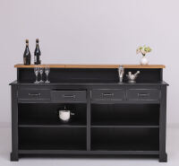 Landhaus Bar - Tresen mit Eiche-Platte im Antik-Look schwarz