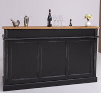 Landhaus Bar - Tresen mit Eiche-Platte im Antik-Look schwarz