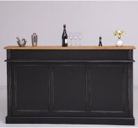 Landhaus Bar - Tresen mit Eiche-Platte im Antik-Look schwarz