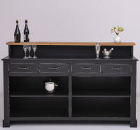 Landhaus Bar - Tresen mit Eiche-Platte im Antik-Look schwarz