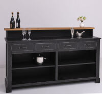 Landhaus Bar - Tresen mit Eiche-Platte im Antik-Look schwarz