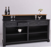 Landhaus Bar - Tresen mit Eiche-Platte im Antik-Look schwarz