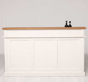 langer Bartresen - Landhausstil mit Eichen-Platte in cremeweiß